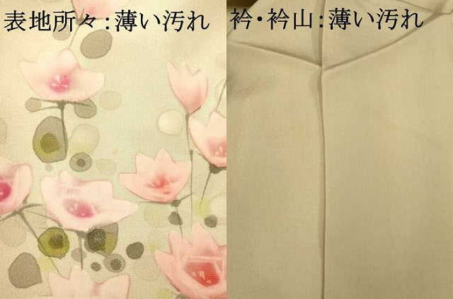 平和屋着物■訪問着 手描き 枝花文 正絹 逸品 AABH9042fw