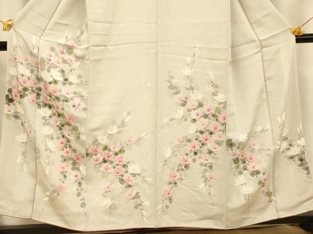平和屋着物■訪問着 手描き 枝花文 正絹 逸品 AABH9042fw