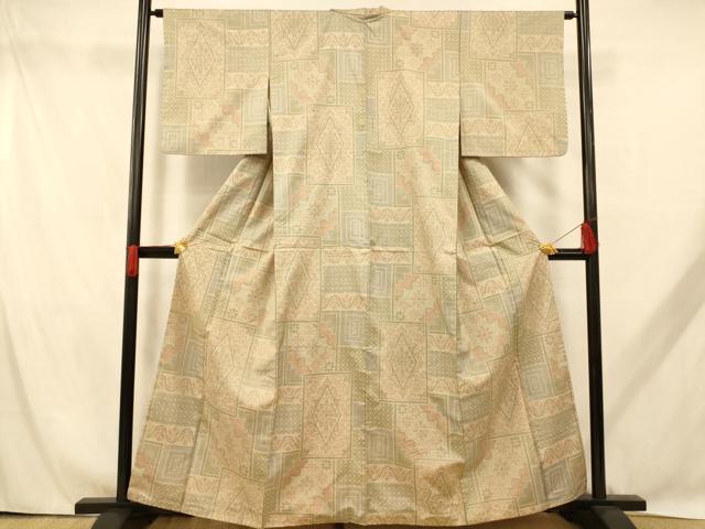 平和屋着物■本場大島紬 7マルキ 色紙花菱文 正絹 逸品 AABH9057fw