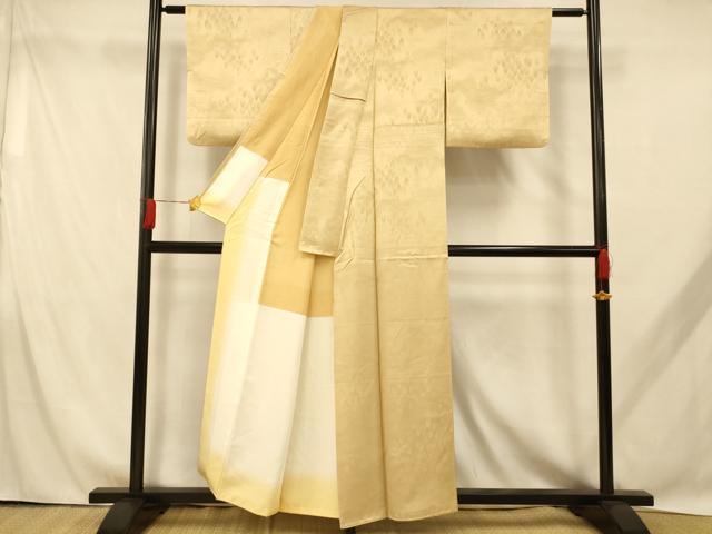 平和屋着物■上質な色無地 樹林地紋 枯色 正絹 逸品 AABH9061fw