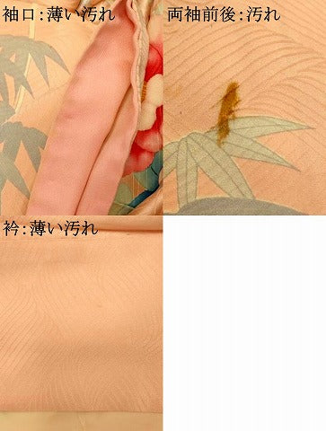 平和屋着物■豪華振袖 手描き 笹竹椿文 正絹 逸品 AABH9083fw