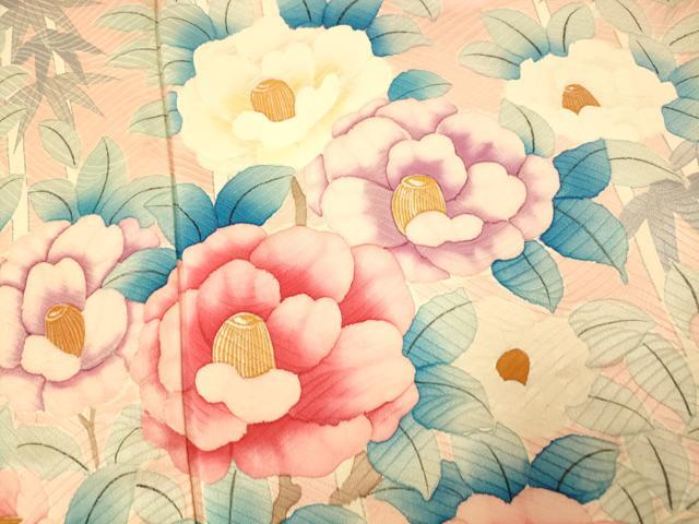 平和屋着物■豪華振袖 手描き 笹竹椿文 正絹 逸品 AABH9083fw