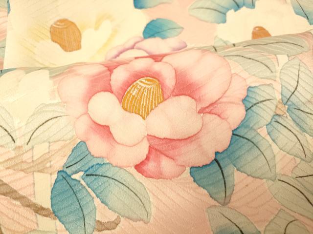 平和屋着物■豪華振袖 手描き 笹竹椿文 正絹 逸品 AABH9083fw