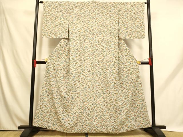 平和屋着物■上質な小紋 草花櫛文 正絹 逸品 AABH9098fw