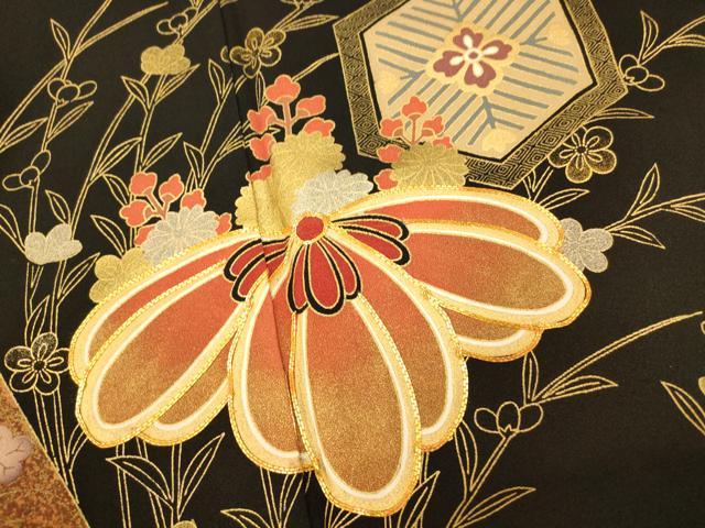 平和屋着物■豪華黒留袖 駒刺繍 辻が花 金彩 正絹 逸品 AABH9103fw