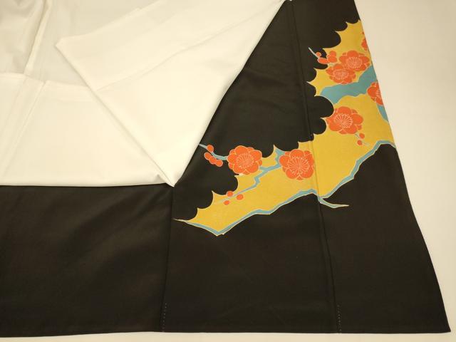 平和屋着物■豪華黒留袖 駒刺繍 枝花文 梅 菊 金彩 正絹 逸品 AABH9108fw