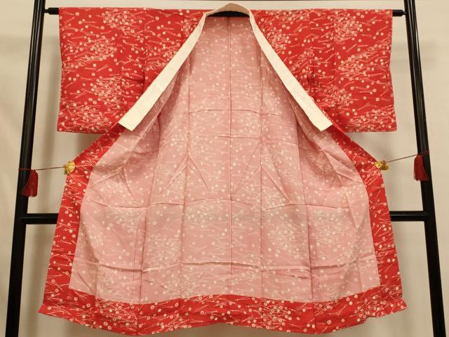 平和屋着物■長襦袢 無双仕立て 草花文 正絹 逸品 未使用 AABH9113fw