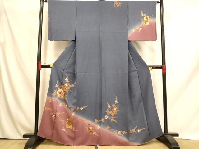 平和屋着物■訪問着 花蝶丸文 暈し染め 金彩 正絹 逸品 AABH9118fw