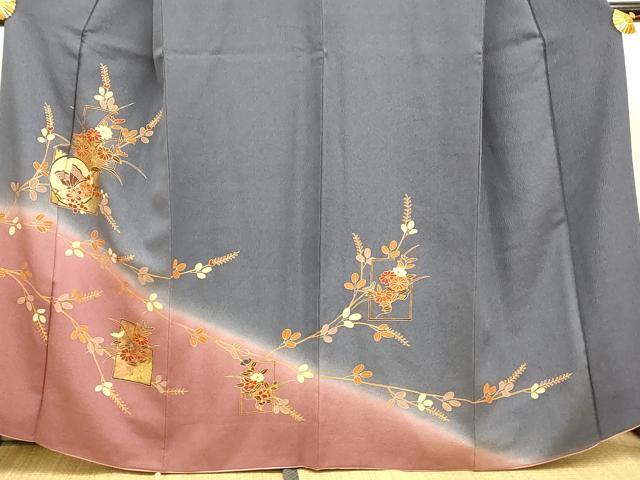 平和屋着物■訪問着 花蝶丸文 暈し染め 金彩 正絹 逸品 AABH9118fw