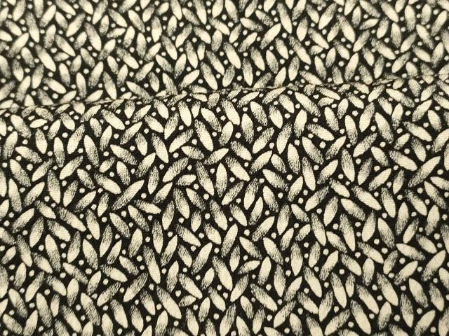 平和屋着物■上質な小紋 草葉文 黒地 正絹 逸品 AABH9122fw
