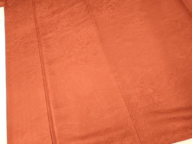 平和屋着物■上質な色無地 草花霞地紋 樺色 正絹 逸品 AABH9126fw