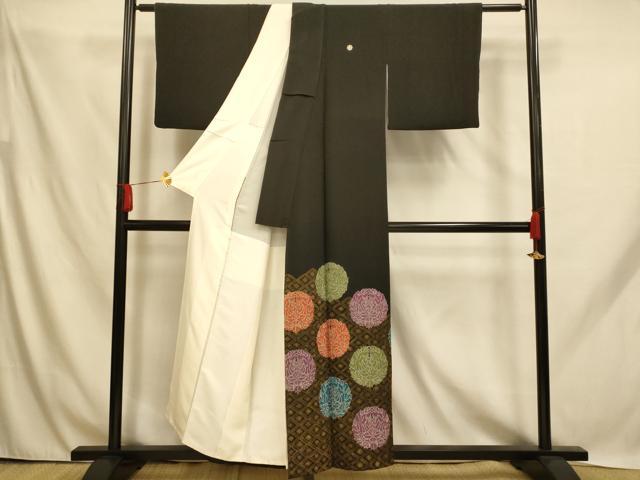平和屋着物■豪華黒留袖 七宝草花丸文 金彩 正絹 逸品 AABH9129fw