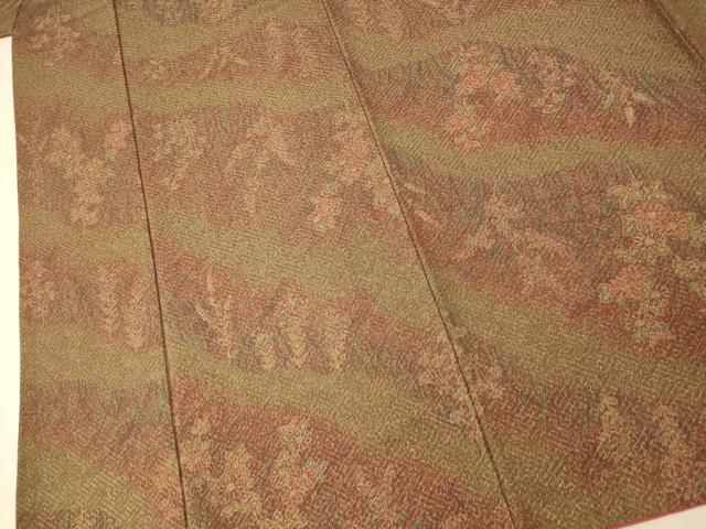 平和屋着物■上質な小紋 斜縞草花文 正絹 逸品 AABH9138fw