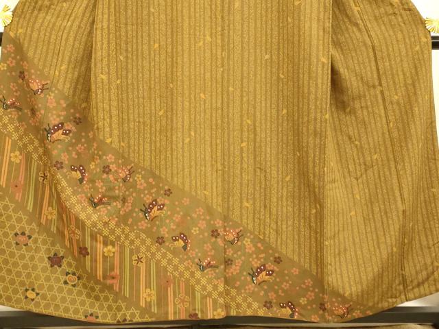 平和屋着物■訪問着 花蝶文 梅 たたき染め 正絹 逸品 AABH9141fw