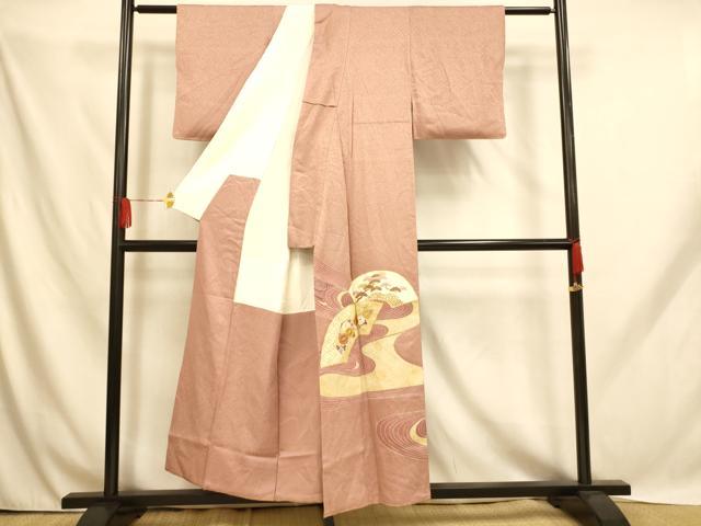 平和屋着物■豪華色留袖 駒刺繍 地紙吉祥草花文 金彩 三越扱い 正絹 逸品 AABH9142fw
