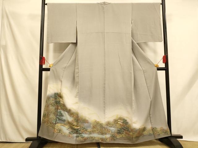 平和屋着物■豪華色留袖 手描き 風景文 暈し染め 金銀彩 正絹 逸品 AABH9144fw