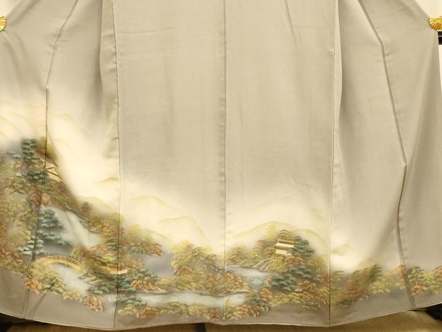 平和屋着物■豪華色留袖 手描き 風景文 暈し染め 金銀彩 正絹 逸品 AABH9144fw