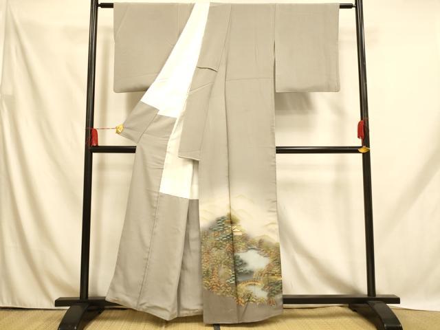 平和屋着物■豪華色留袖 手描き 風景文 暈し染め 金銀彩 正絹 逸品 AABH9144fw