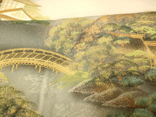 平和屋着物■豪華色留袖 手描き 風景文 暈し染め 金銀彩 正絹 逸品 AABH9144fw