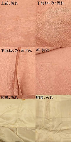 平和屋着物■上質な色無地 風景地紋 珊瑚色 正絹 逸品 AABH9153fw