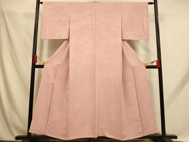 平和屋着物■上質な色無地 風景地紋 珊瑚色 正絹 逸品 AABH9153fw
