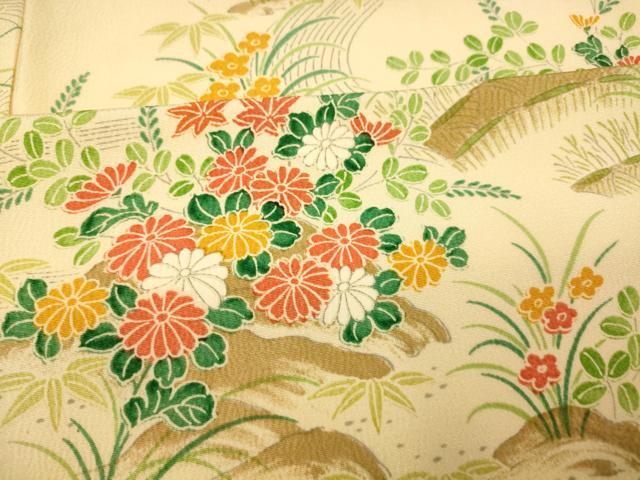 平和屋着物■上質な小紋 草花籬文 ロング丈 正絹 逸品 AABH9156fw