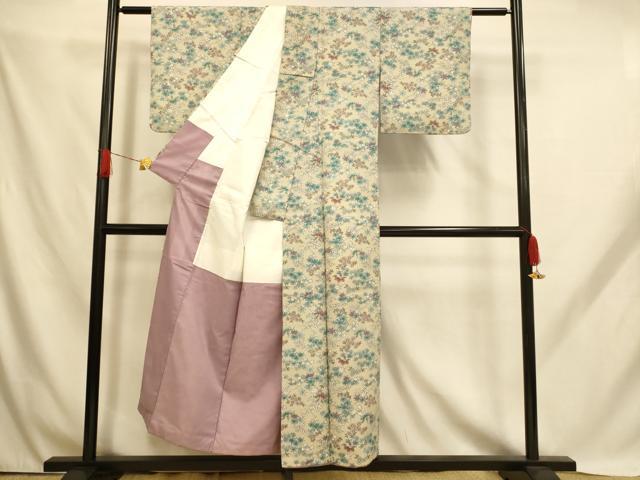 平和屋着物■小紋 枝花文 洗える着物 AABH9168fw