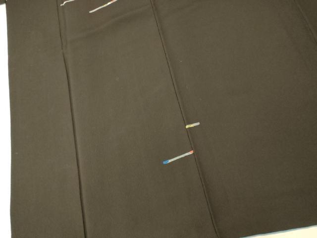 平和屋着物■上質な小紋 横段文 黒地 正絹 逸品 AABH9169fw
