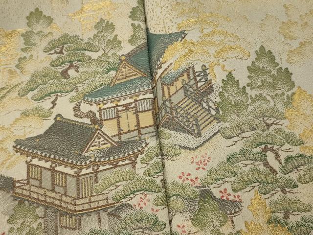 平和屋着物■豪華黒留袖 寿光織 高野山水図 暈し染 金糸 正絹 逸品 AABH9174fw