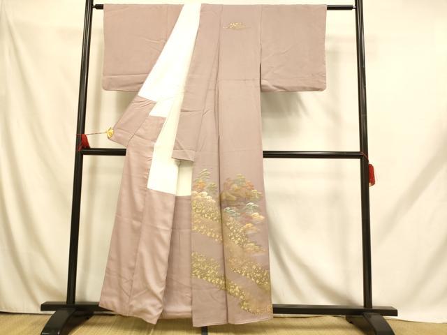 平和屋着物■中国三大刺繍 汕頭刺繍 スワトウ刺繍 訪問着 手描き 風景文 金彩 正絹 逸品 AABH9184fw