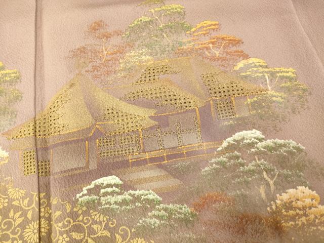 平和屋着物■中国三大刺繍 汕頭刺繍 スワトウ刺繍 訪問着 手描き 風景文 金彩 正絹 逸品 AABH9184fw