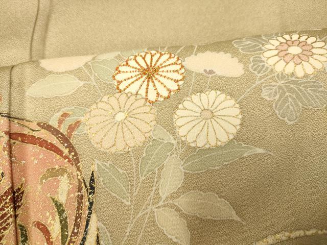 平和屋着物■訪問着 駒刺繍 草花鳳凰丸文 金銀彩 正絹 逸品 未使用 AABH9185fw