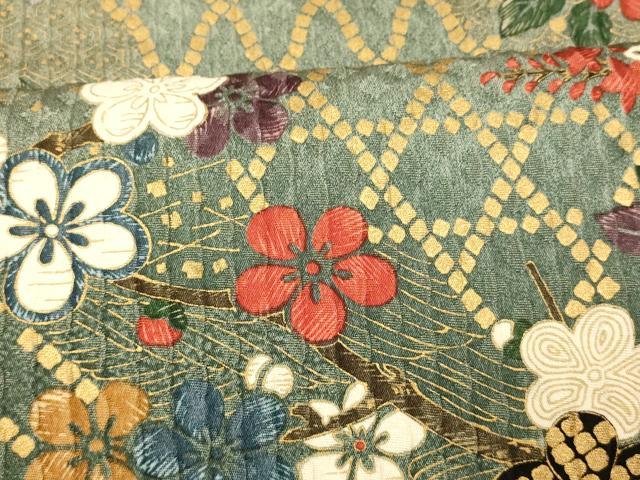 平和屋着物■上質な小紋 枝花文 暈し染め 金彩 正絹 逸品 AABH9186fw
