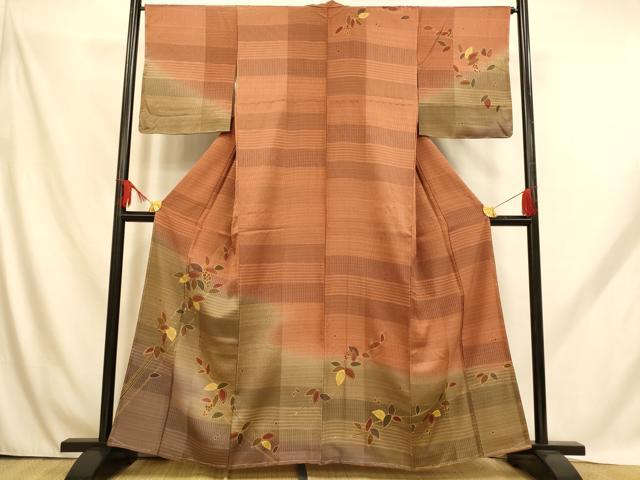 平和屋着物■訪問着 枝花文 暈し染め 金彩 正絹 逸品 未使用 AABH9187fw