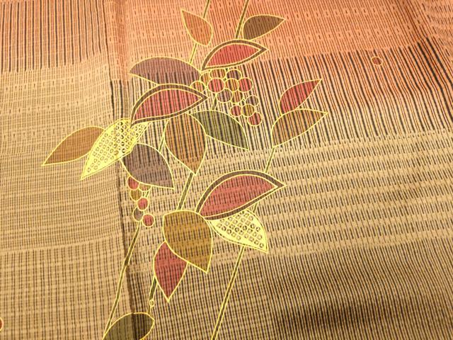 平和屋着物■訪問着 枝花文 暈し染め 金彩 正絹 逸品 未使用 AABH9187fw
