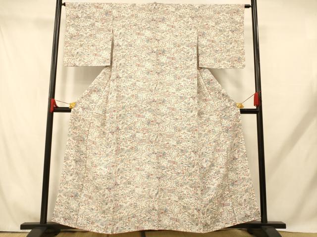 平和屋着物■上質な小紋 花鳥風景文 正絹 逸品 AABH9214fw