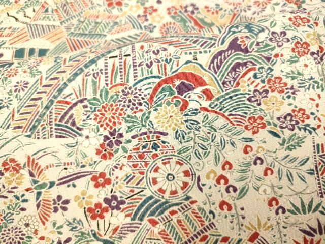 平和屋着物■上質な小紋 花鳥風景文 正絹 逸品 AABH9214fw