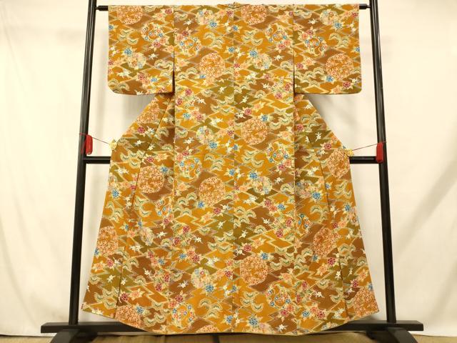 平和屋着物■上質な小紋 枝花丸文 正絹 逸品 AABH9220fw
