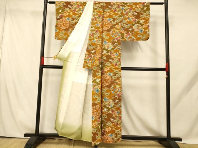 平和屋着物■上質な小紋 枝花丸文 正絹 逸品 AABH9220fw