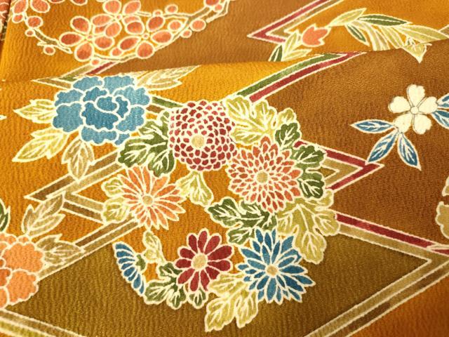 平和屋着物■上質な小紋 枝花丸文 正絹 逸品 AABH9220fw