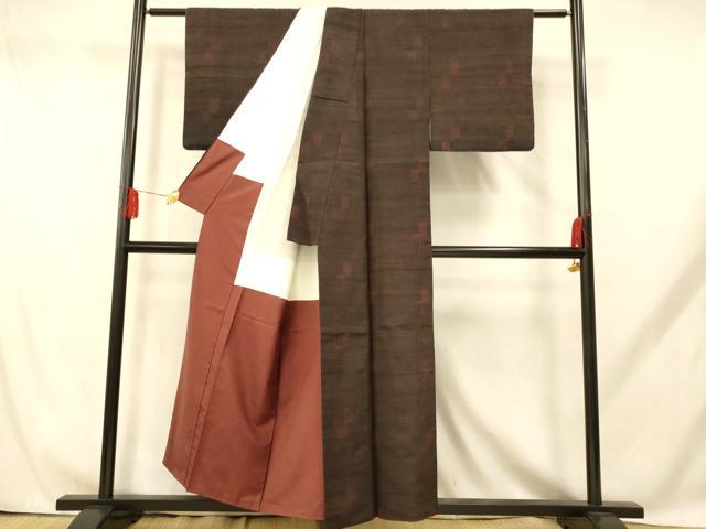 平和屋着物■上質な紬 色紙花文 正絹 逸品 AABH9221fw