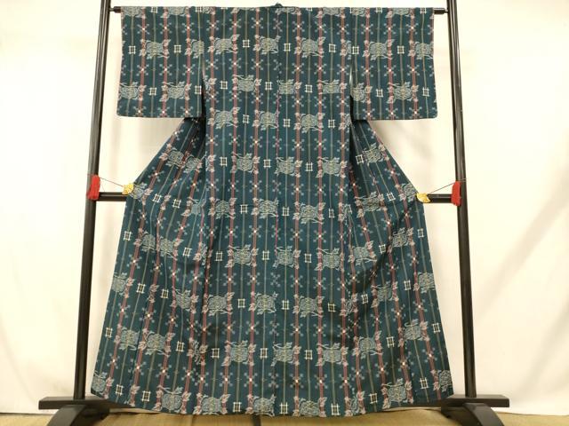 平和屋着物■上質な紬 枝花間道 正絹 逸品 AABH9230fw