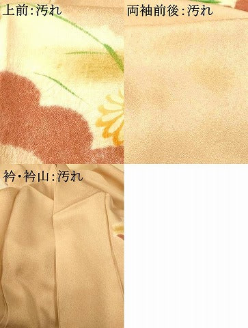 平和屋着物■訪問着 手描き 絞り 雲取り草花文 正絹 逸品 AABH9237fw