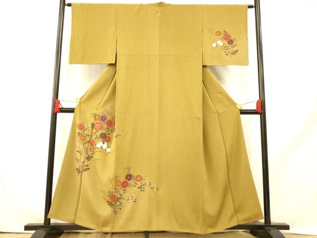 平和屋着物■訪問着 草花文 刺繍 たたき染め 金彩 正絹 逸品 AABH9246fw