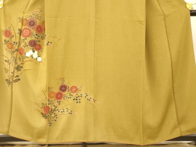 平和屋着物■訪問着 草花文 刺繍 たたき染め 金彩 正絹 逸品 AABH9246fw