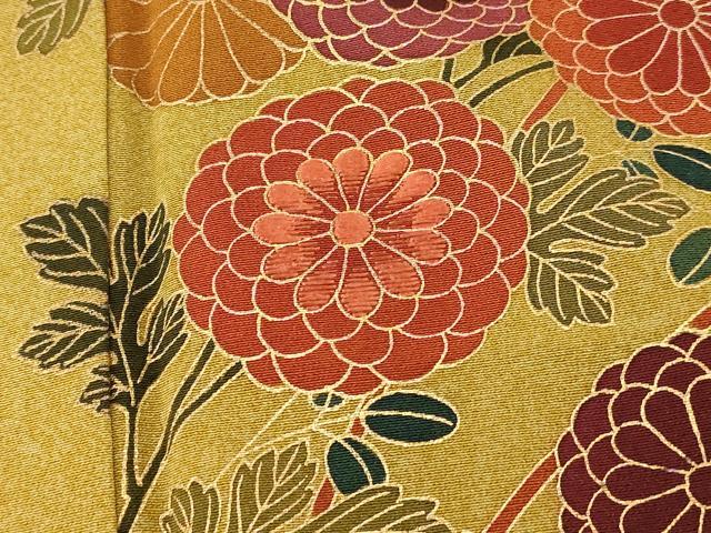 平和屋着物■訪問着 草花文 刺繍 たたき染め 金彩 正絹 逸品 AABH9246fw