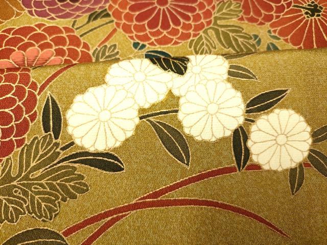 平和屋着物■訪問着 草花文 刺繍 たたき染め 金彩 正絹 逸品 AABH9246fw