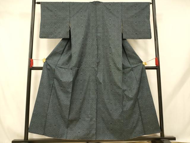平和屋着物■本場大島紬 7マルキ 幾何学文様 正絹 逸品 AABH9249fw