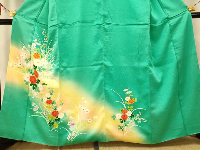 平和屋着物■訪問着 草花文 暈し染め 正絹 逸品 AABH9256fw