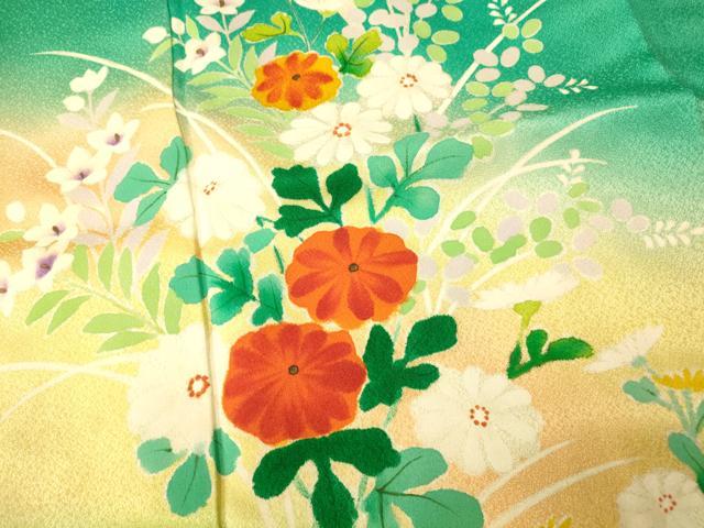 平和屋着物■訪問着 草花文 暈し染め 正絹 逸品 AABH9256fw